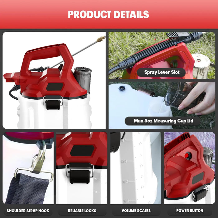 1 Gallon Battery Powered Sprayer Compatible with Milwaukee 18V Battery Mellif Tools