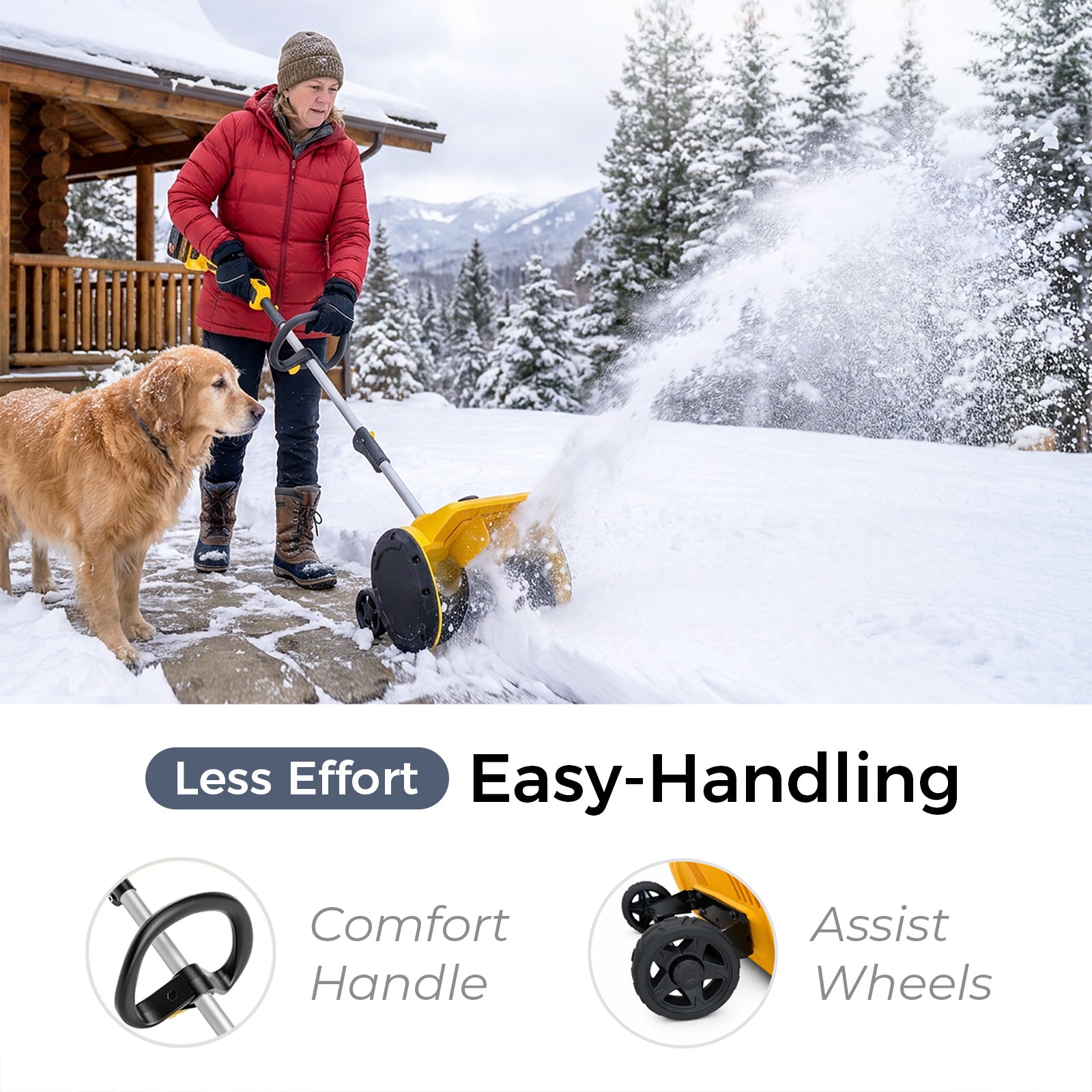 Pandax 14inch Snow Shovel With Wheels(ZLSS001)