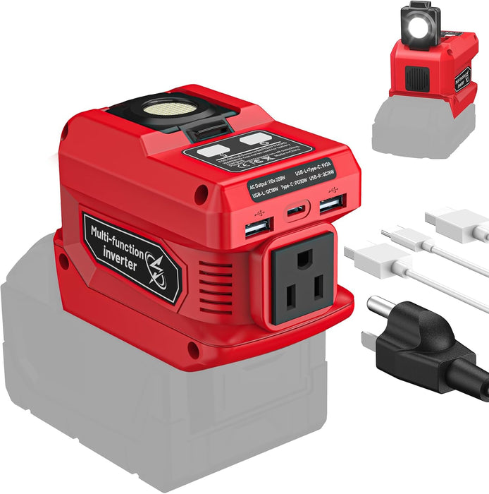 220W Power Inverter Compatible with Milwaukee 18V Battery(Battery Not Included)