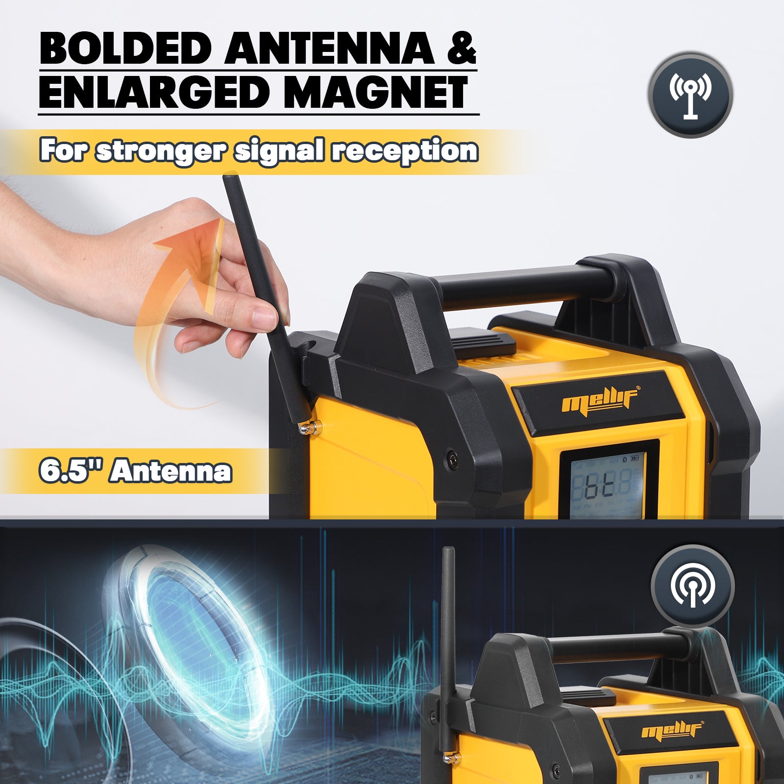 Mellif 20V Jobsite Radio Bluetooth Speaker, FM/AM TWS