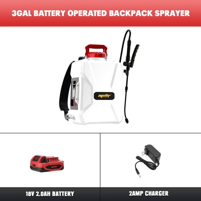 Mellif 3 Gallon/12L Backpack Sprayer, Compatible With Milwaukee 18V Battery