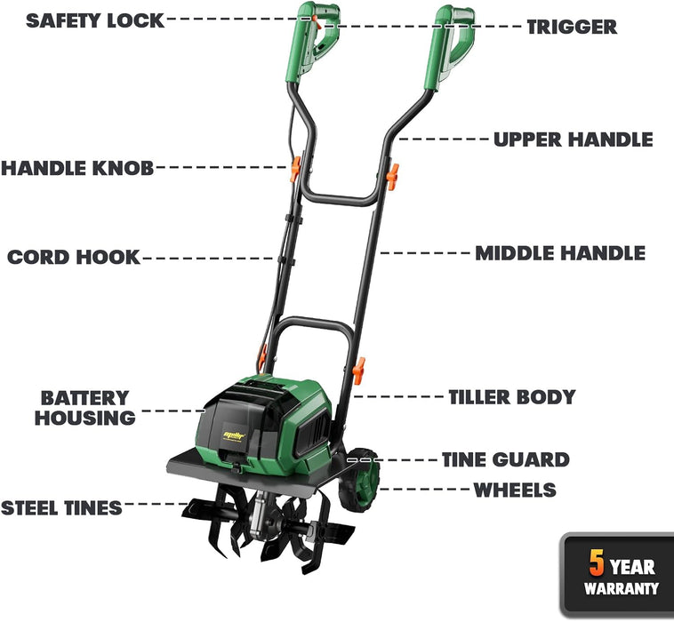 Mellif Akku-Gartenfräse/-Grubber, kompatibel mit Makita 18-V-Akku (Akku nicht im Lieferumfang enthalten)
