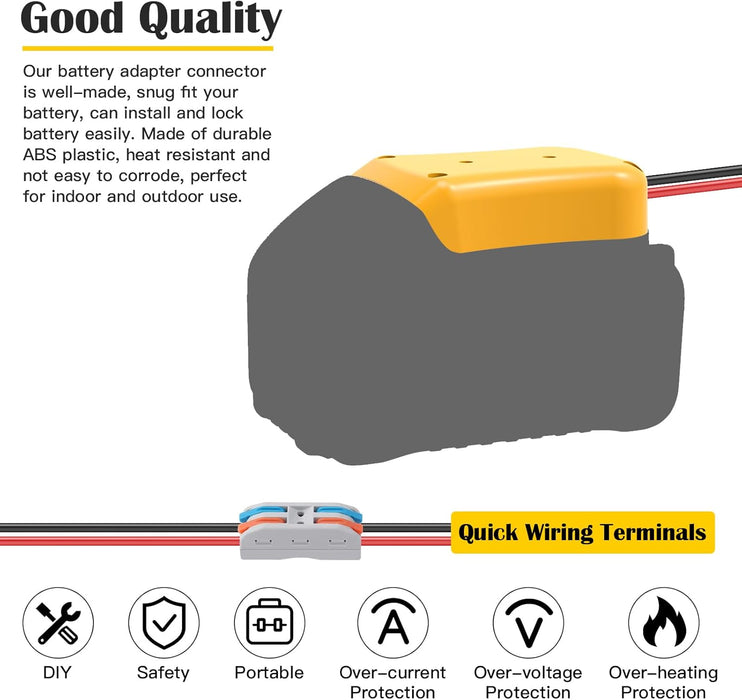 2 Packs Power Wheel Adapter for Dewalt 20V Battery Adapter