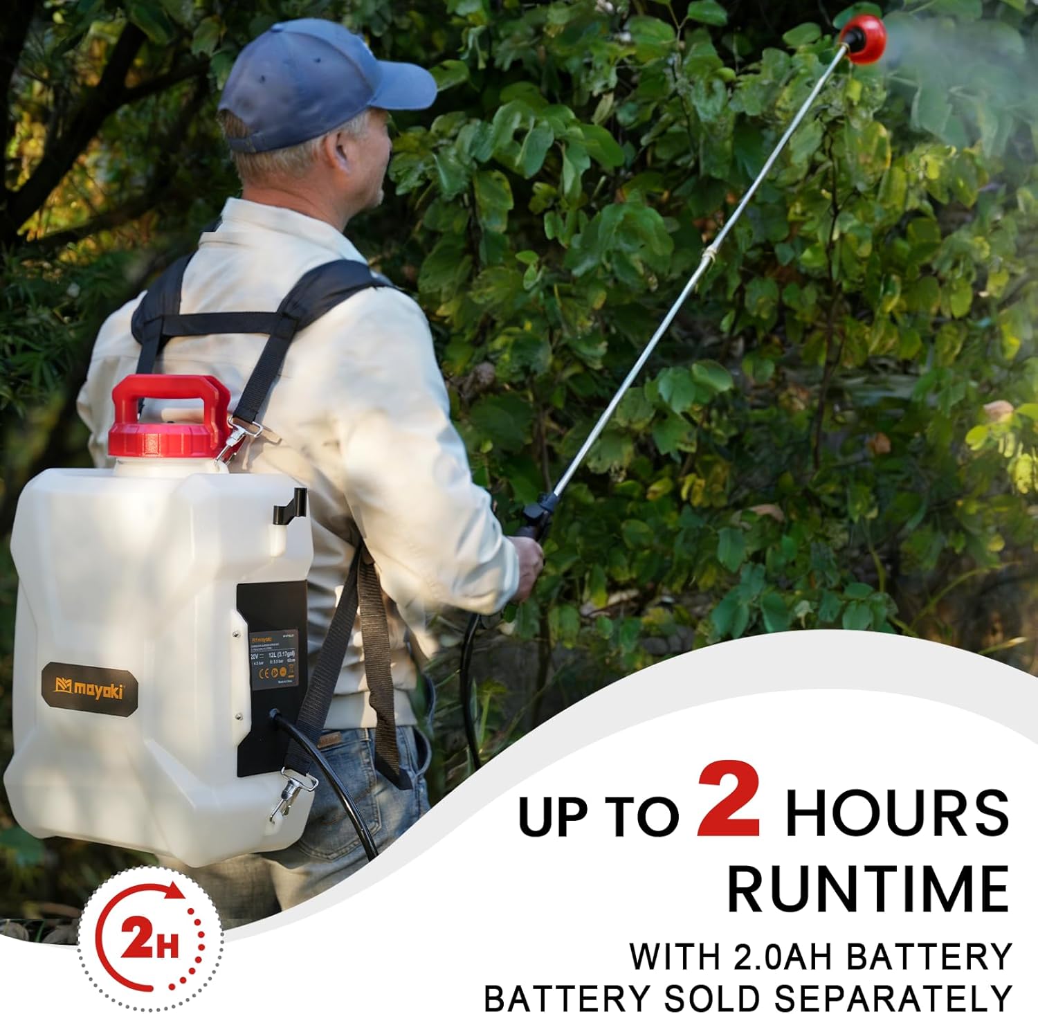 Mellif 3 Gallon/12L Backpack Sprayer, Compatible With Milwaukee 18V Battery