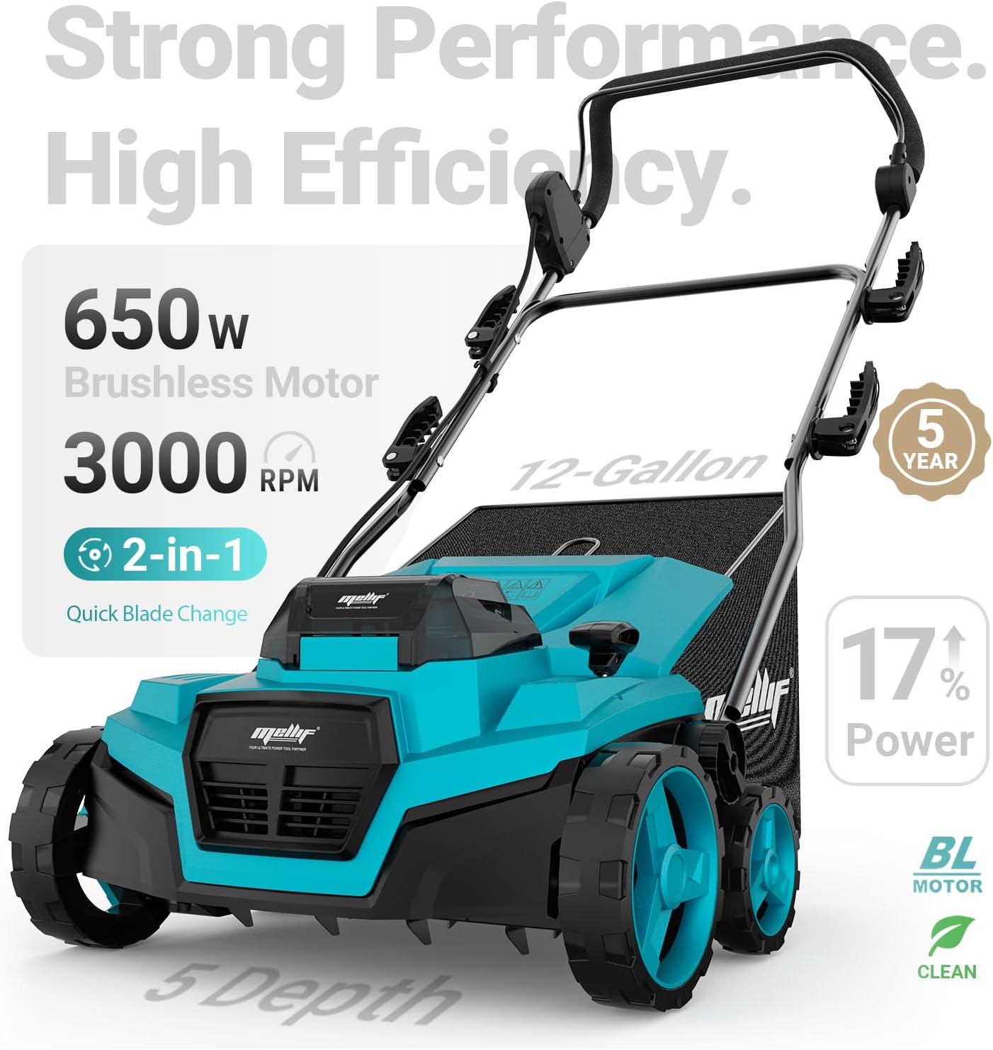 Mellif Cordless 15IN 2-in-1 Scarifier & Dethatcher