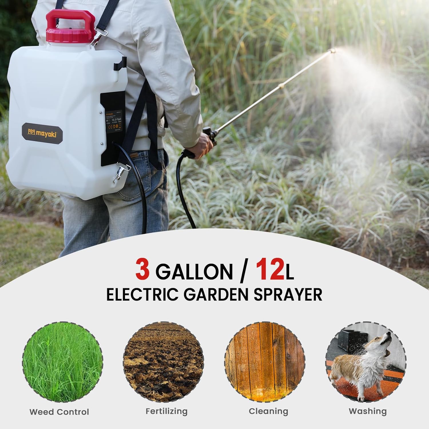Mellif 3 Gallon/12L Backpack Sprayer, Compatible With Milwaukee 18V Battery
