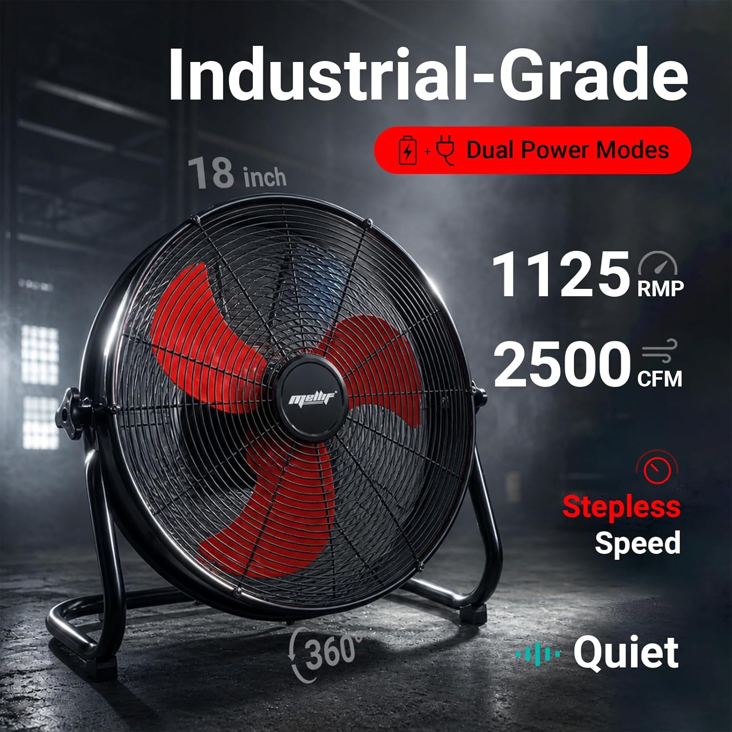 Mellif MFFS02-18 18inch Hybrid 18V Portable Fan