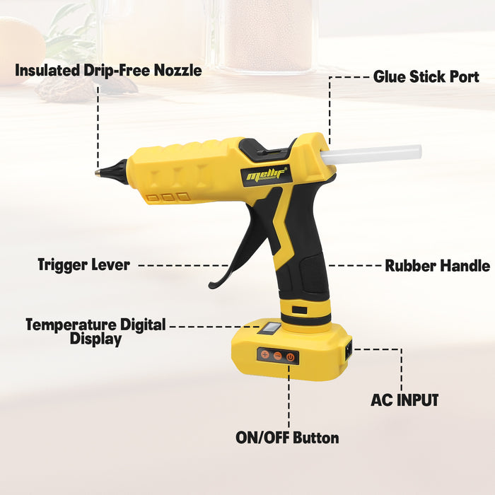 Mellif 100w DC & AC Dual Power Hot Glue Gun,Compatible with DeWalt 20V Max Battery