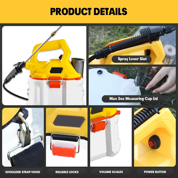 Mellif 1 Gallon Lawn Sprayer Compatible with Dewalt 20V Battery Mellif Tools