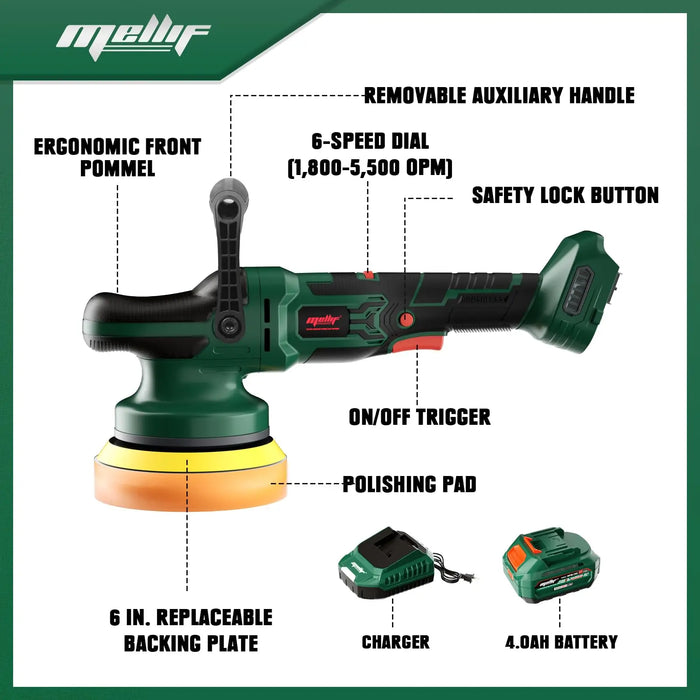 Mellif Car Polishing Machine, Battery Eccentric Polisher with Dual Action Compatible with Makita Mellif Tools