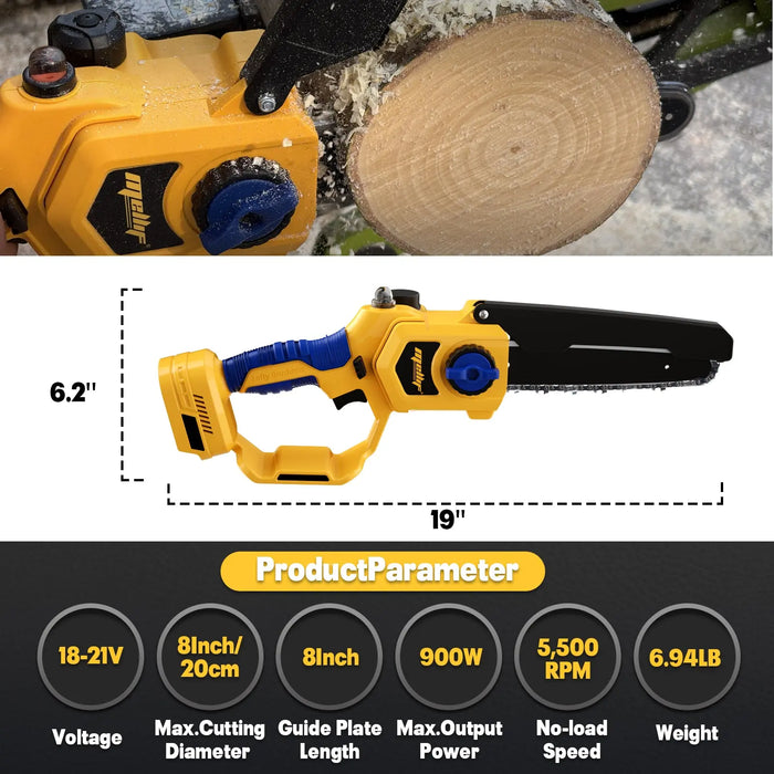 Mellif Cordless 8In Lefty Chainsaw Compatible with Dewalt 20V MAX Battery Mellif Tools