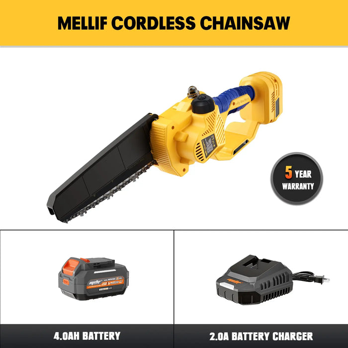 Mellif Cordless 8In Lefty Chainsaw Compatible with Dewalt 20V MAX Battery Mellif Tools