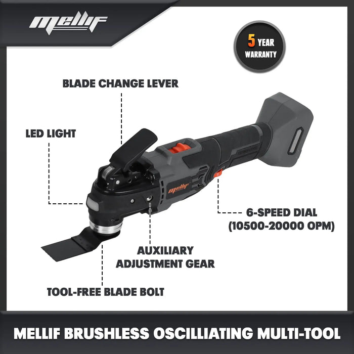 Mellif Cordless Multitool Compatible with Dewalt 18V Batteries Mellif Tools