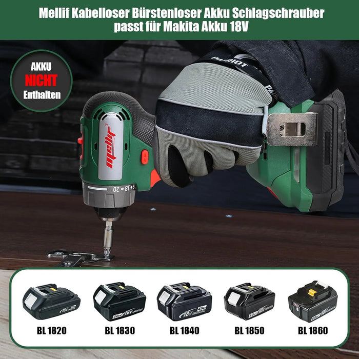 Mellif Battery Impact Wrench for Makita Battery 18 V
