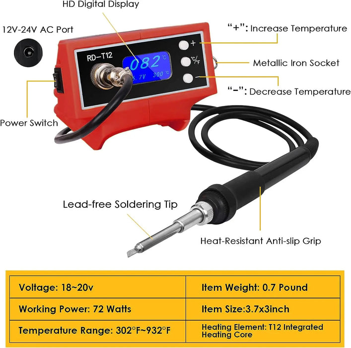 Mellif  Cordless Soldering Iron Station,Compatible With Milwaukee 18V Battery Mellif Tools