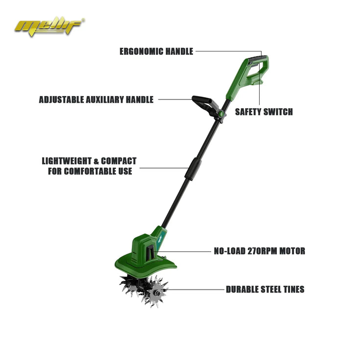 Mellif Cordless Tiller Cultivator Compatible with Makita 18V Battery(No Battery), Electric Garden Tiller w/270 RPM, 48 Steel Tines Mellif Tools