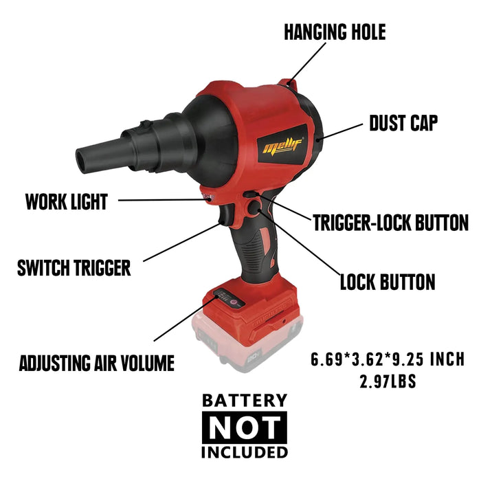 Mellif High Volume Compressed Air Duster for Milwaukee M18 18V Battery