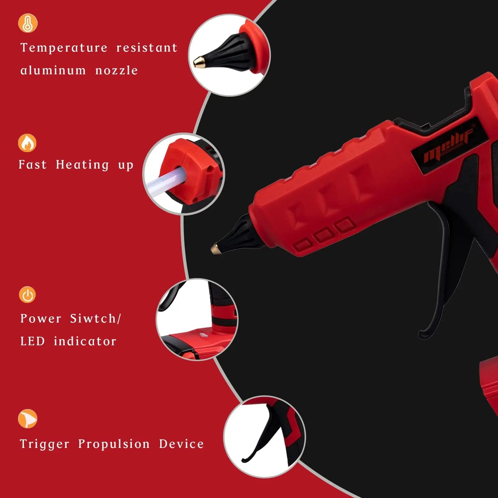 Mellif Hot Glue Gun Cordless Compatible with Milwaukee 18V Battery (Battery NOT Included) Mellif Tools
