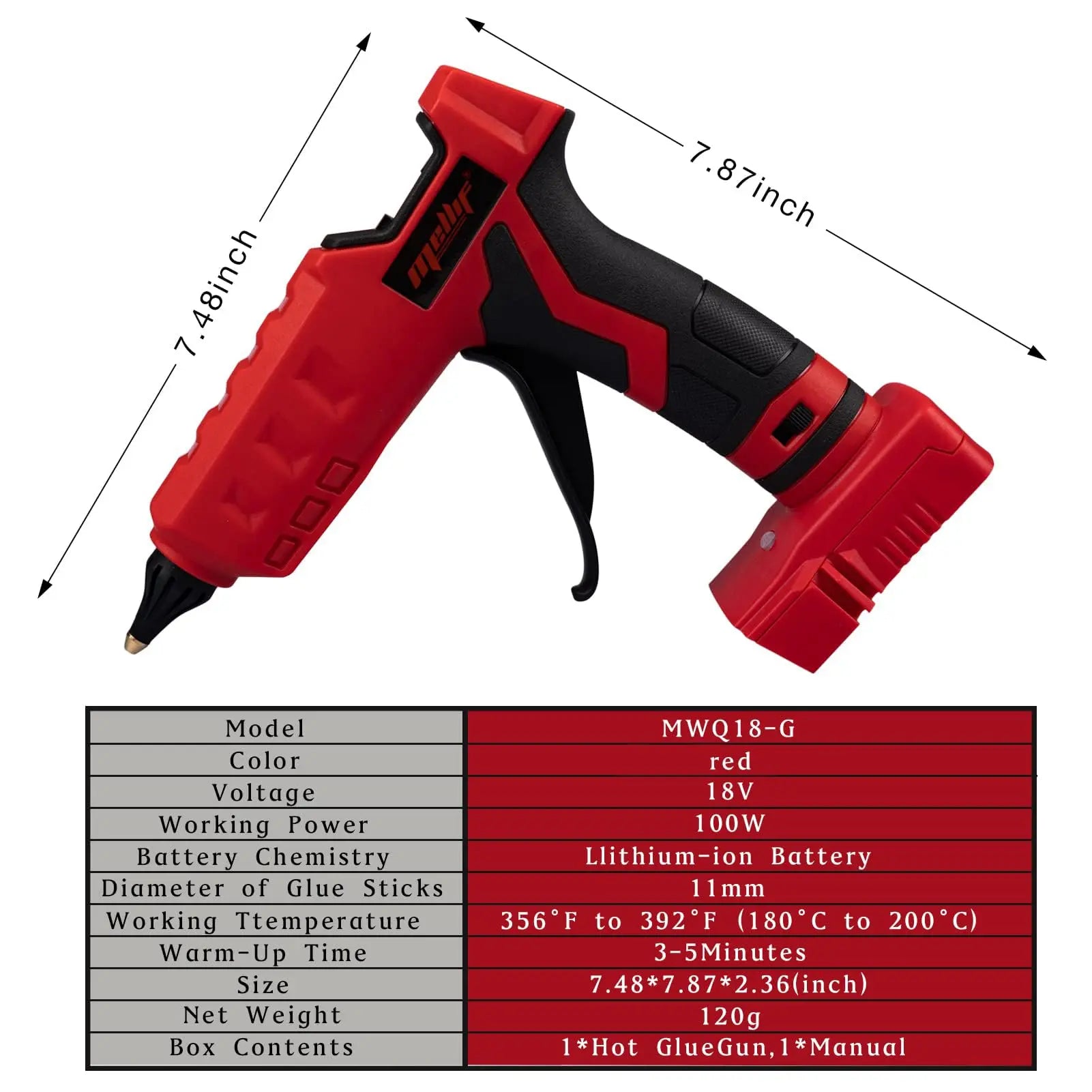 Mellif Hot Glue Gun Cordless Compatible with Milwaukee 18V Battery (Battery NOT Included) Mellif Tools