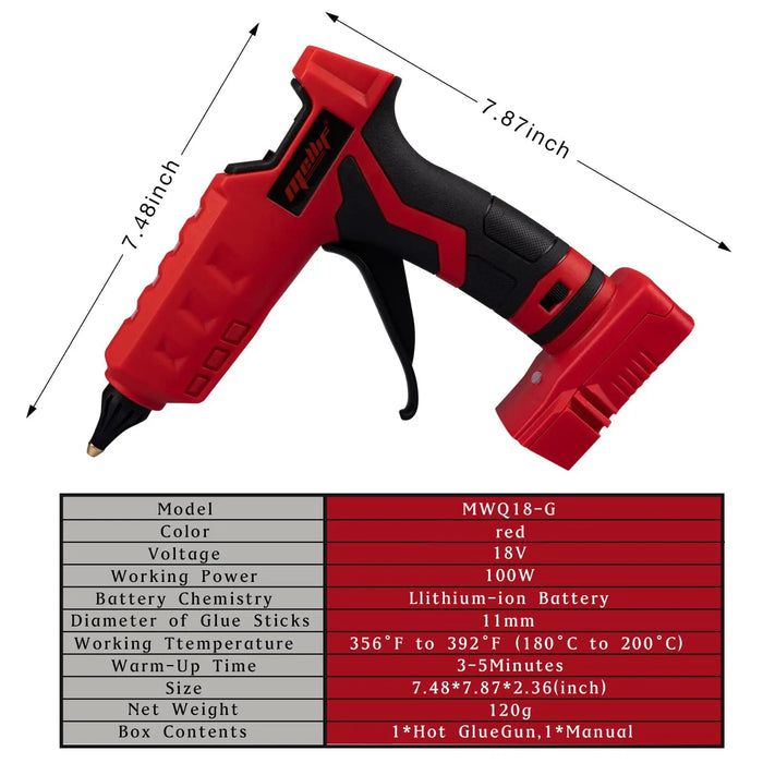 Mellif Hot Glue Gun Cordless  Compatible with Milwaukee 18V Battery (Battery NOT Included) Mellif Tools
