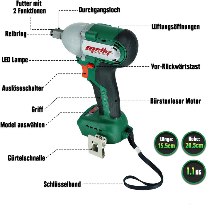 Mellif Impact Wrench For Makita 18V Battery Mellif Tools