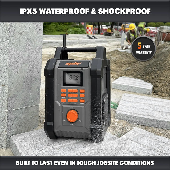 Mellif Jobsite Radio Speaker Compatible with DeWalt 20V Max Battery Mellif 20v 2.0ah Battery & Charger Kit Included Mellif Tools
