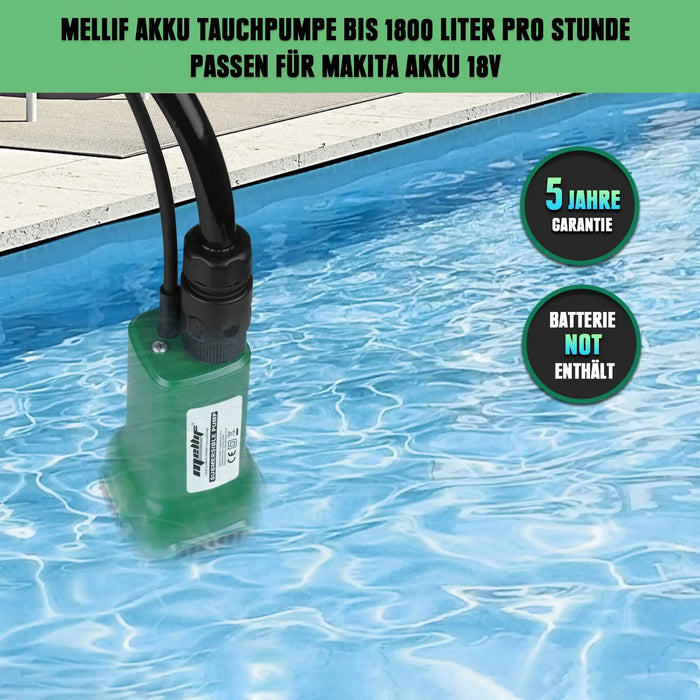 Mellif Submersible Battery Pump for Makita Battery 18 V, Water Pump, Dirty Water Pump (Without Battery) Mellif Tools