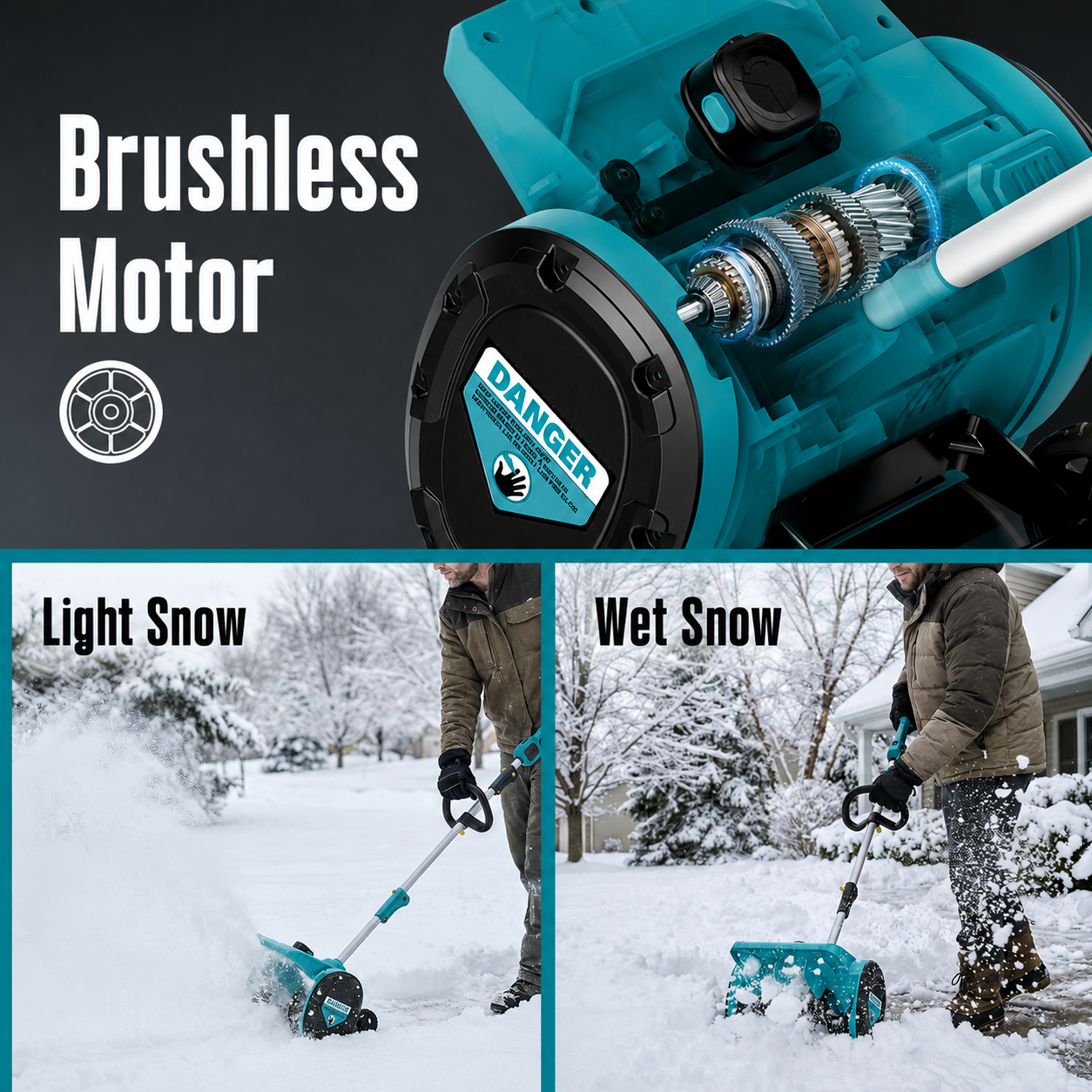 Mellif 14inch Snow Shovel With Wheels