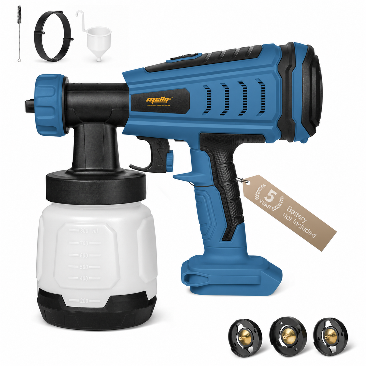 Pistolet à peinture Mellif, compatible avec les batteries Bosch 18 V (batterie non incluse)