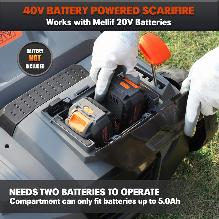 Mellif Cordless 15IN 2-in-1 Scarifier & Dethatcher Compatible With Dewalt 20v Battery (Battery Not Included)