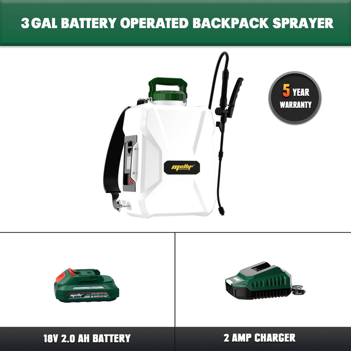 Mellif 3 Gallon/12L Backpack Sprayer, Compatible With Makita 18V Battery