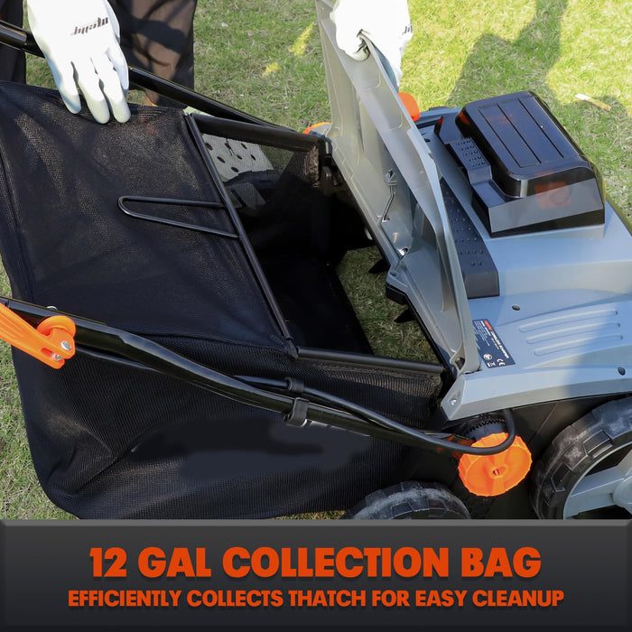 Mellif Cordless 15IN 2-in-1 Scarifier & Dethatcher Compatible With Dewalt 20v Battery (Battery Not Included)