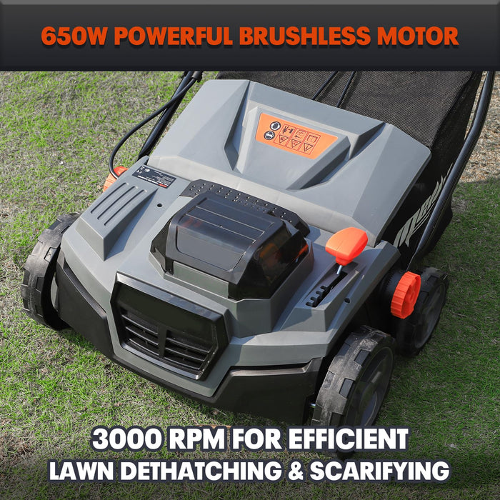 Mellif Cordless 15IN 2-in-1 Scarifier & Dethatcher Compatible With Dewalt 20v Battery (Battery Not Included)