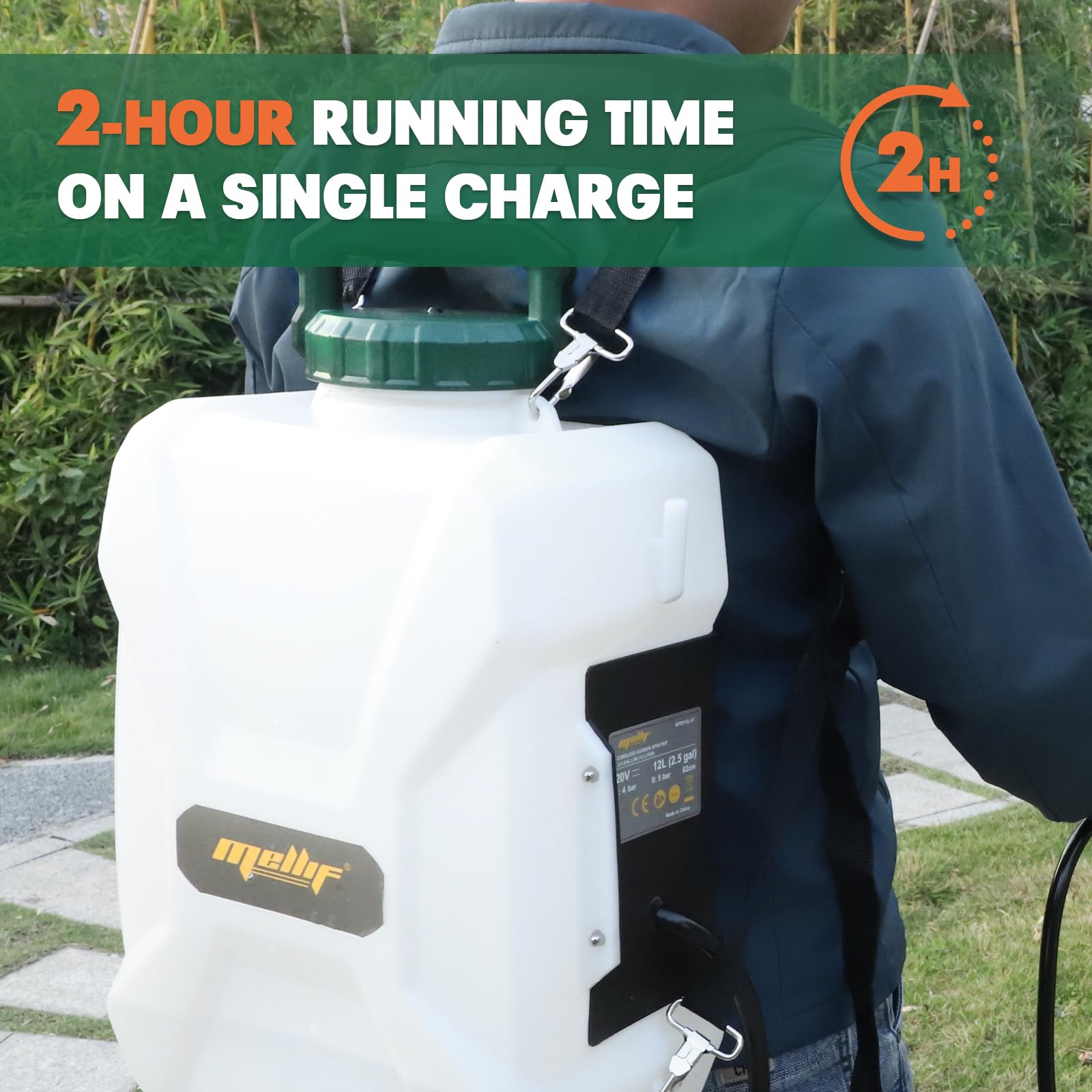 Mellif 3 Gallon/12L Backpack Sprayer, Compatible With Makita 18V Battery