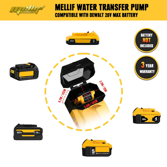 Mellif Cordless Water Transfer Pump for 20V MAX Battery(Battery Not Included)