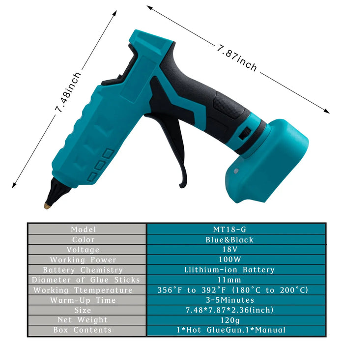 Mellif Hot Glue Gun Cordless compatible with Makita 18V Battery 11mm Mellif Tools