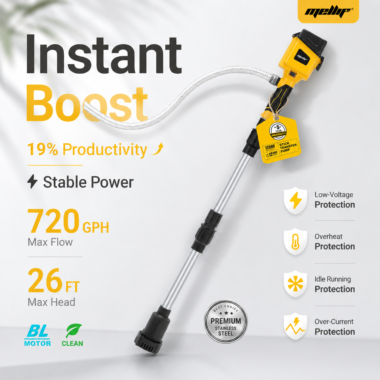 Mellif MFSTPJY01 20V 720GPH Stick Pump