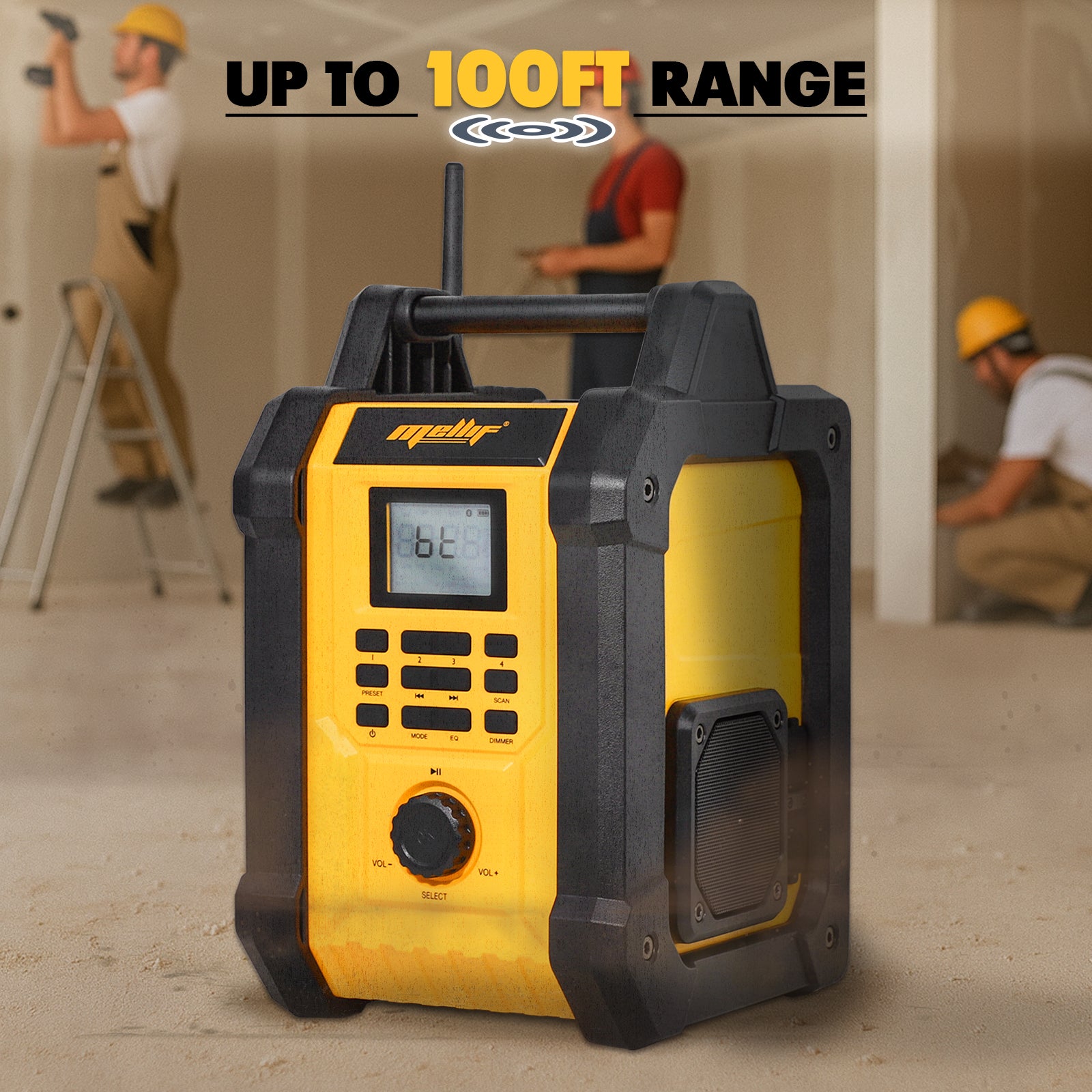 Mellif 20V Jobsite Radio Bluetooth Speaker, FM/AM TWS