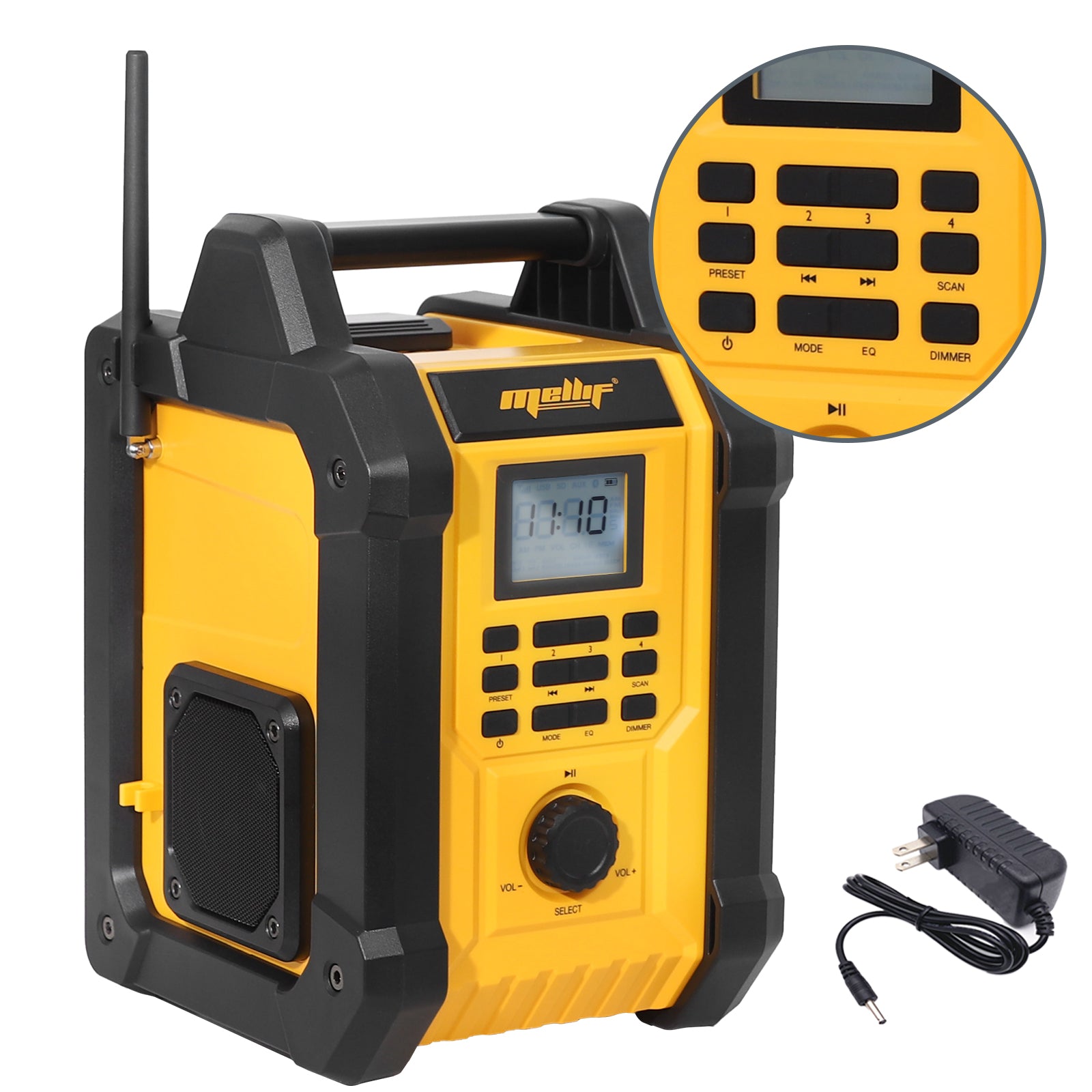 Mellif 20V Jobsite Radio Bluetooth Speaker, FM/AM TWS