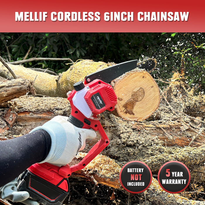 Mellif Cordless 6" Brushless Chainsaw Compatible with Milwaukee 18V Battery (Battery NOT Included)