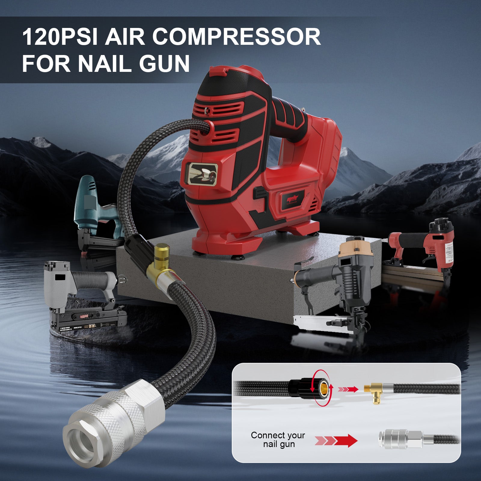 Mellif 2-in-1 Air Compressor for Nailers, Staplers & Car Tires