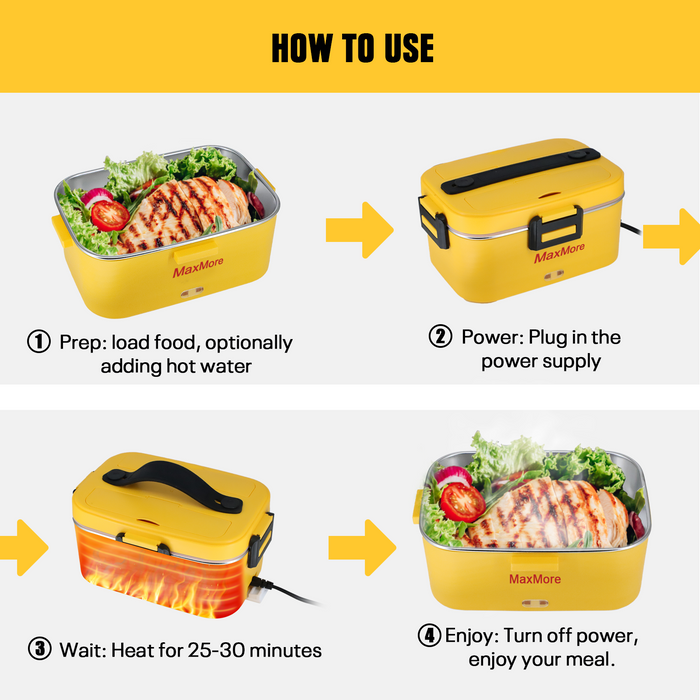 MaxMore Heated Lunch Box, 12V 24V Food Warmer Compatible with DEWALT 20V MAX Battery