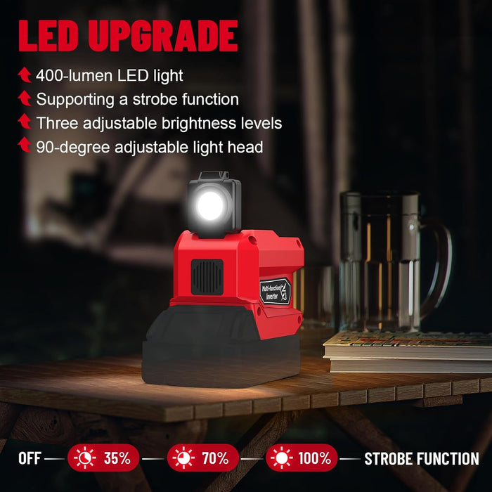 220W Power Inverter Compatible with Milwaukee 18V Battery（Battery Not Included）