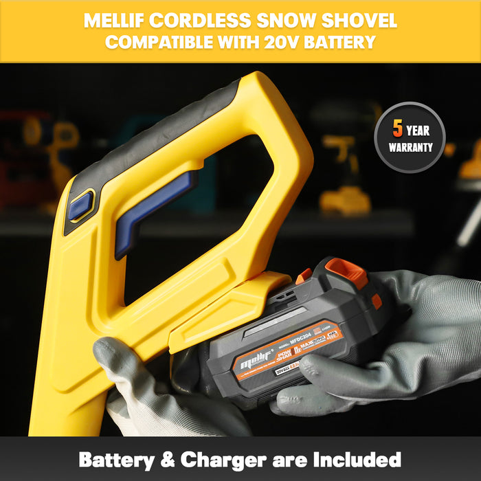 Mellif 20V 12-Inch Cordless Snow Shovel  Mellif 20V 4.0Ah Battery & Charger Kit Included