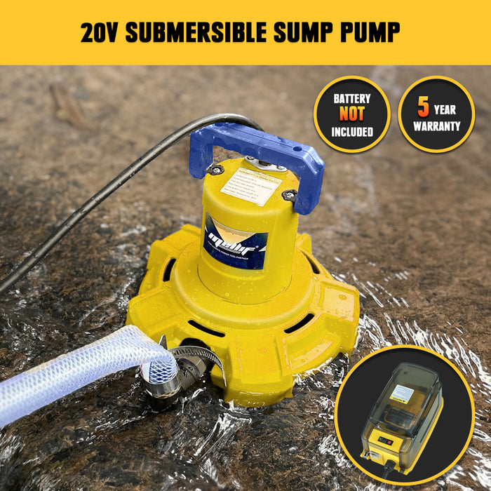 Mellif  Sump Pump, Submersible Water Transfer Pump Compatible with DEWALT 20V MAX Battery