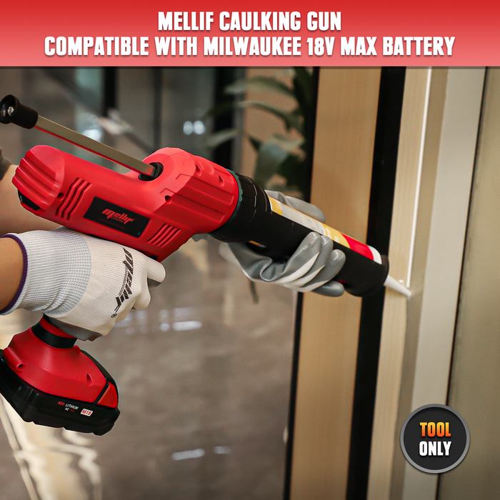 Mellif Cordless Caulking Gun Compatible with Milwaukee 18 V Battery (Battery NOT Included)