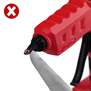 Do not touch the nozzle when the glue gun is working.
