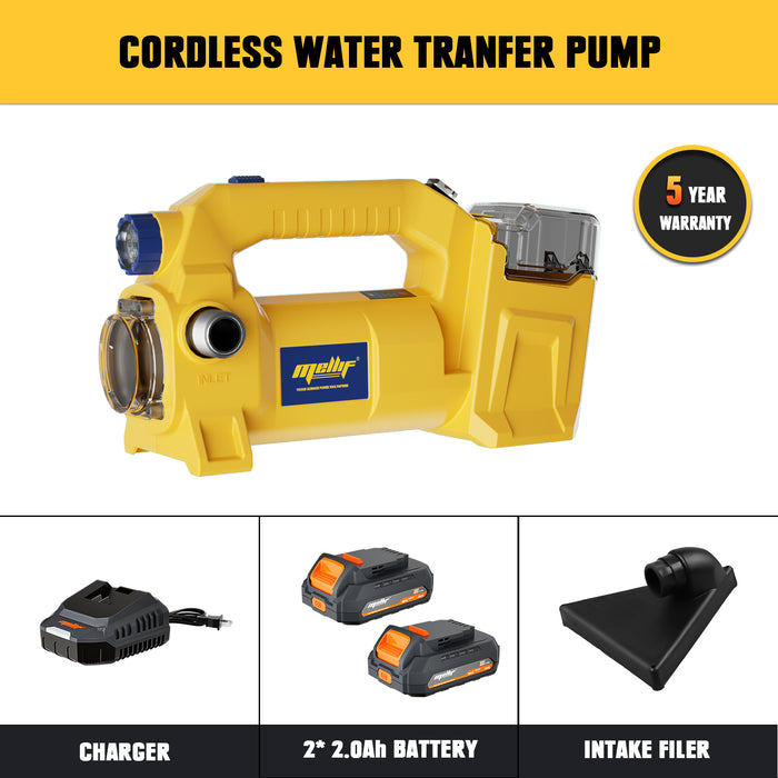 Mellif Cordless Battery Water Pump for Dewalt/Mellif 20v Max Battery with 2 * 2.0Ah Mellif Battery, 1*Charger