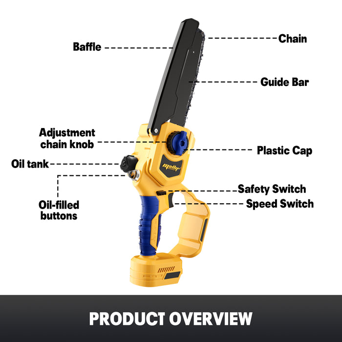 Mellif Cordless 8In Lefty Chainsaw Compatible with Dewalt 20V MAX Battery