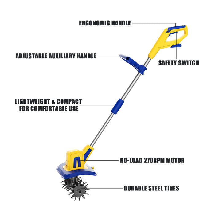 Mellif Tiller Cultivator Cordless Compatible with Dewalt 20V MAX Battery